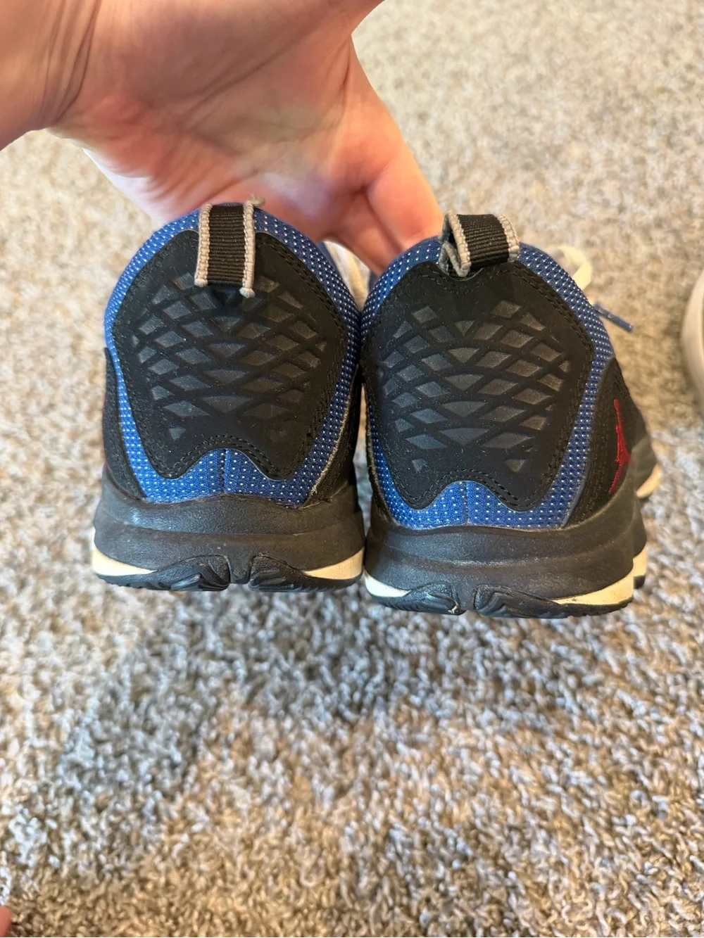 Jordan Black and Blue Men's Sneakers with White Laces